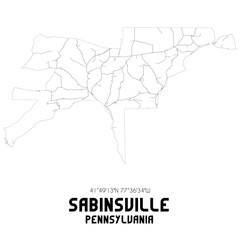 Sabinsville Pennsylvania. US street map with black and white lines.