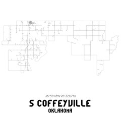 S Coffeyville Oklahoma. US street map with black and white lines.