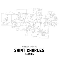 Saint Charles Illinois. US street map with black and white lines.