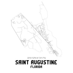 Fototapeta na wymiar Saint Augustine Florida. US street map with black and white lines.