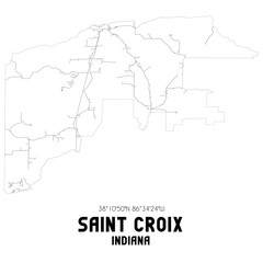 Saint Croix Indiana. US street map with black and white lines.