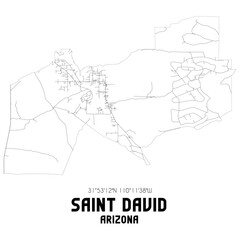 Saint David Arizona. US street map with black and white lines.