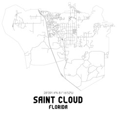 Saint Cloud Florida. US street map with black and white lines.
