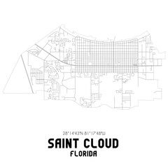 Saint Cloud Florida. US street map with black and white lines.