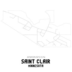 Saint Clair Minnesota. US street map with black and white lines.