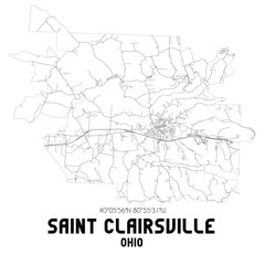 Saint Clairsville Ohio. US street map with black and white lines.