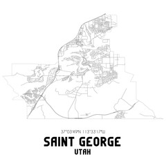 Saint George Utah. US street map with black and white lines.