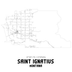 Saint Ignatius Montana. US street map with black and white lines.
