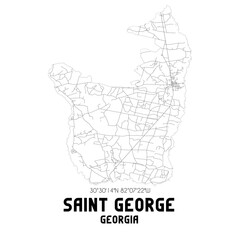 Saint George Georgia. US street map with black and white lines.