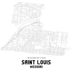 Saint Louis Missouri. US street map with black and white lines.