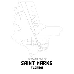 Saint Marks Florida. US street map with black and white lines.