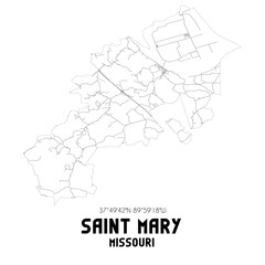 Saint Mary Missouri. US street map with black and white lines.