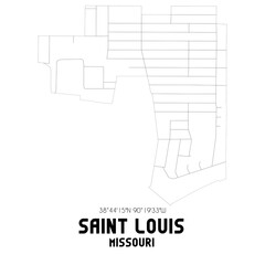Saint Louis Missouri. US street map with black and white lines.