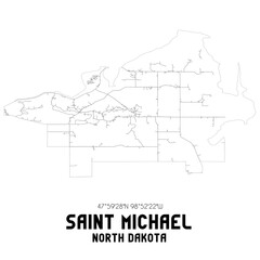 Saint Michael North Dakota. US street map with black and white lines.