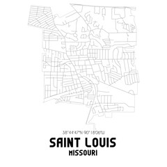 Saint Louis Missouri. US street map with black and white lines.