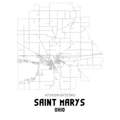 Obraz premium Saint Marys Ohio. US street map with black and white lines.
