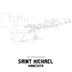 Saint Michael Minnesota. US street map with black and white lines.