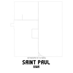 Saint Paul Iowa. US street map with black and white lines.