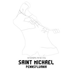 Saint Michael Pennsylvania. US street map with black and white lines.
