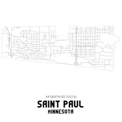 Saint Paul Minnesota. US street map with black and white lines.