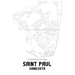Fototapeta na wymiar Saint Paul Minnesota. US street map with black and white lines.