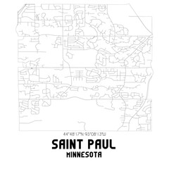 Saint Paul Minnesota. US street map with black and white lines.