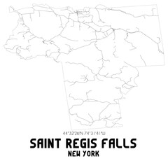 Fototapeta na wymiar Saint Regis Falls New York. US street map with black and white lines.