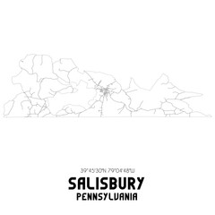 Salisbury Pennsylvania. US street map with black and white lines.