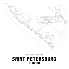 Saint Petersburg Florida. US street map with black and white lines.