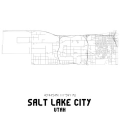 Salt Lake City Utah. US street map with black and white lines.