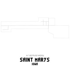 Saint Marys Iowa. US street map with black and white lines.