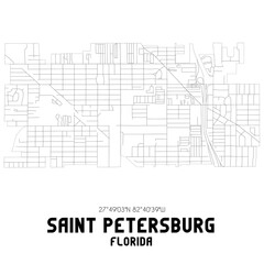 Saint Petersburg Florida. US street map with black and white lines.
