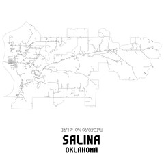 Salina Oklahoma. US street map with black and white lines.