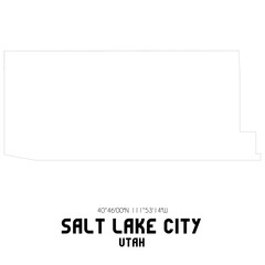 Fototapeta premium Salt Lake City Utah. US street map with black and white lines.