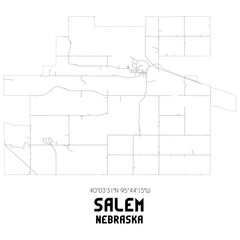 Salem Nebraska. US street map with black and white lines.