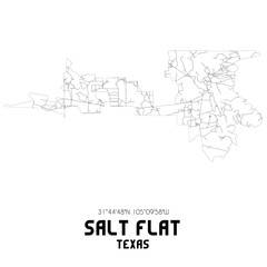 Salt Flat Texas. US street map with black and white lines.