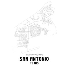 Fototapeta na wymiar San Antonio Texas. US street map with black and white lines.