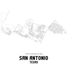 San Antonio Texas. US street map with black and white lines.