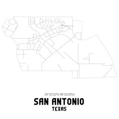 San Antonio Texas. US street map with black and white lines.