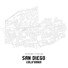 San Diego California. US street map with black and white lines. - obrazy, fototapety, plakaty