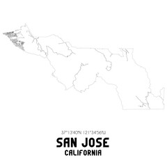 San Jose California. US street map with black and white lines.