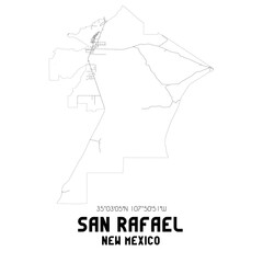 San Rafael New Mexico. US street map with black and white lines.