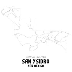 San Ysidro New Mexico. US street map with black and white lines.