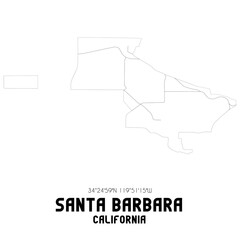 Santa Barbara California. US street map with black and white lines.