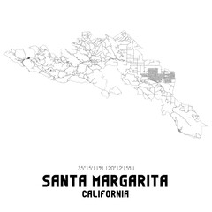 Santa Margarita California. US street map with black and white lines.