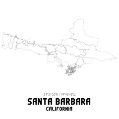 Santa Barbara California. US street map with black and white lines.