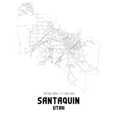 Santaquin Utah. US street map with black and white lines.