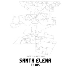 Santa Elena Texas. US street map with black and white lines.