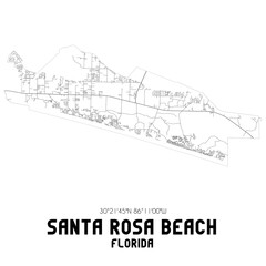 Santa Rosa Beach Florida. US street map with black and white lines.