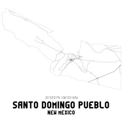 Santo Domingo Pueblo New Mexico. US street map with black and white lines.